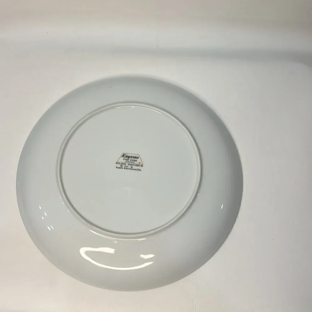 Kaysons Fine China Plates Japan Golden Rhapsody 1961 White Silver Gold Set 3